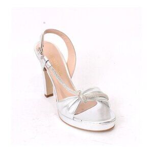 Vernissage 23861b Silver Leather Heel Slingback Platform Sandals Shoe